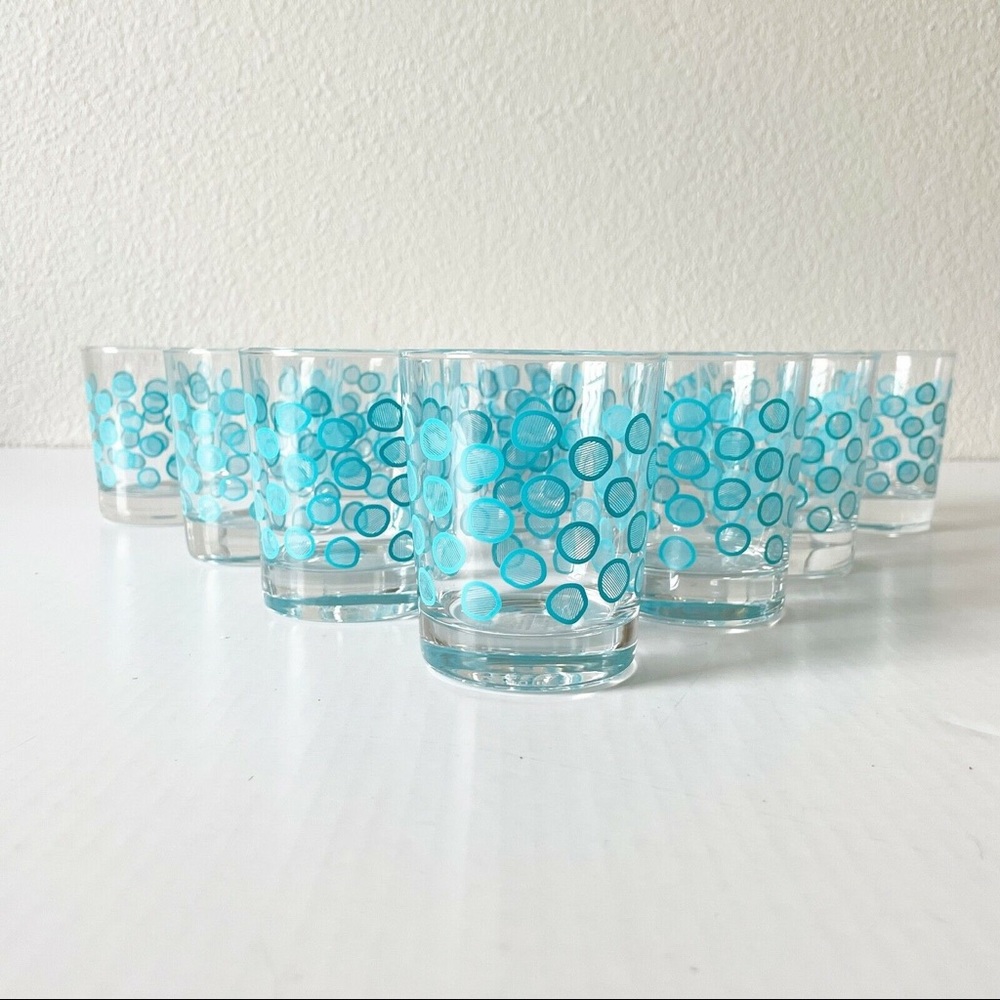 IKEA Retro Turquoise MCM Blue Polka Dot Glasses